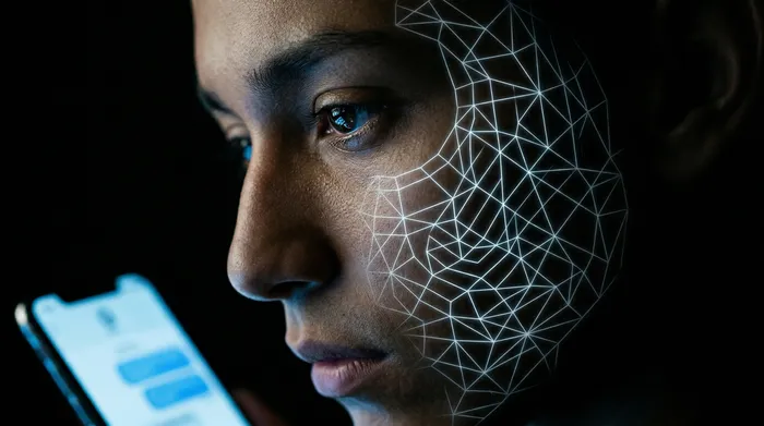 Roka, ki drži pametni telefon, na katerem je na vmesniku za sporočanje prikazana ikona ključavnice, obdana z mrežo svetlečih digitalnih povezav na črnem ozadju, kar ponazarja varnost mobilnih podatkov.